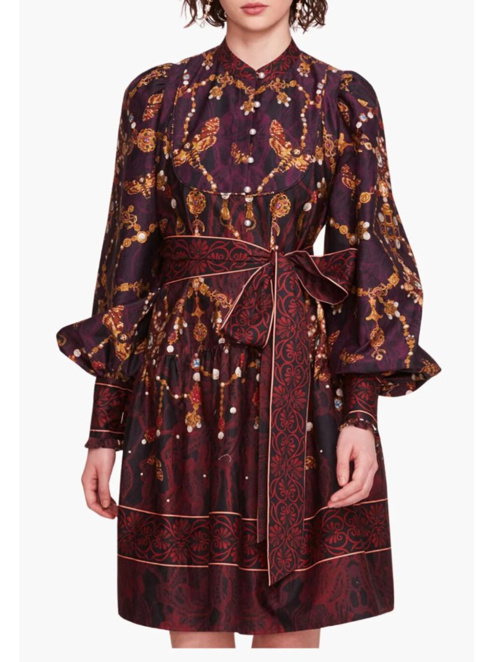 MARCHESA ROSA Printed Poplin Cotton Mini Dress
